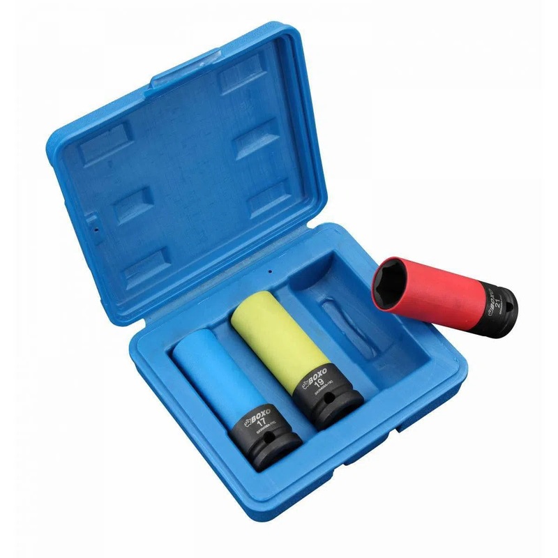 3 Pc Mag Wheel Nut Impact Socket Set with Protective Sleeves