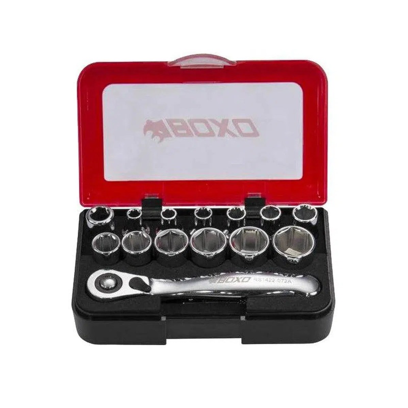 15-Piece Metric 1/4" Drive 6-Point Socket with Mini Ratchet Tool Set
