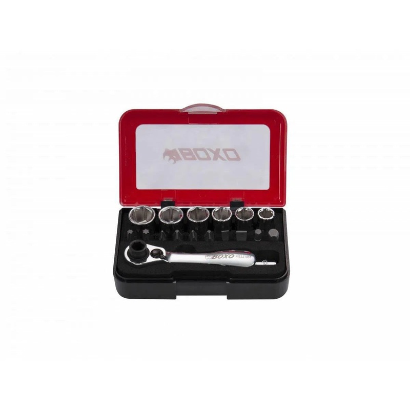 18-Piece Metric 1/4" Drive 6-Point Socket with 1/4" Drive & Bit Ratchet Head Tool Set