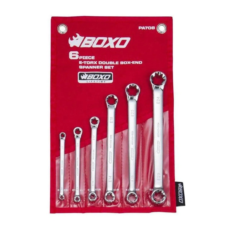 6 Piece E-Torx Double Box-End Wrench Set, Roll Up