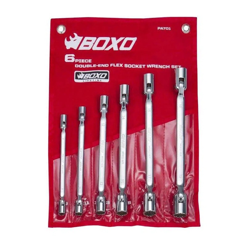 6-Piece Metric Double Ended Flex Socket Wrench Set, Roll Up