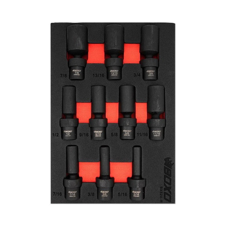 10-Piece 3/8" Drive 6-Point SAE Deep Impact Swivel Socket Set | 2/9th EVA Foam