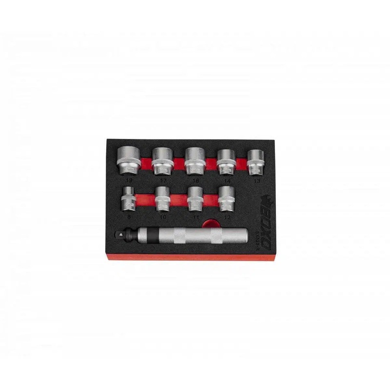 10-Piece 3/8"-Drive Impact Driver Set with Special Rounded Head Fastener Sockets | 1/9th EVA Foam