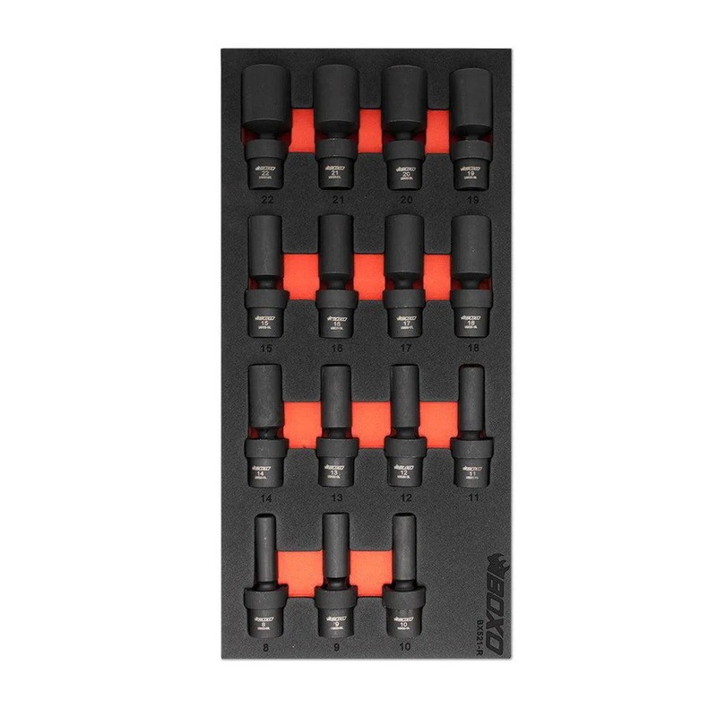 15-Piece 3/8" Drive 6-Point Metric Deep Impact Swivel Socket Set | 1/3rd EVA Foam