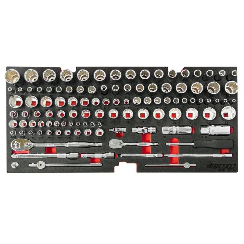 159-Piece, 12-Point, Metric and SAE Combo Tool Set for 3-Drawer Hand Carry Box
