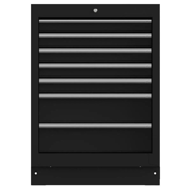 26" 7-Drawer Cabinet with Aluminum Handle, Dark Grey