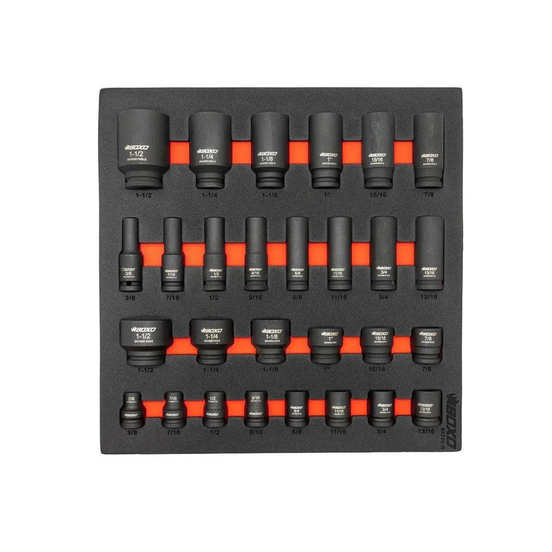 28-Piece 1/2" Drive SAE Impact Socket Set | 2/3rd EVA Foam
