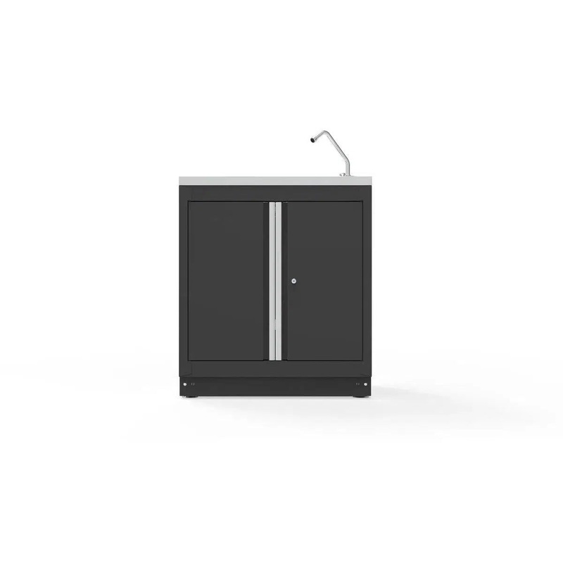 34" Double-Door Wash Tank Closet with Aluminum Handle, Dark Grey