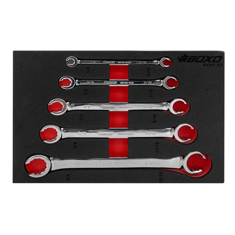5-Piece SAE 12-Point Flare Nut Wrench Set | 2/9th EVA Foam