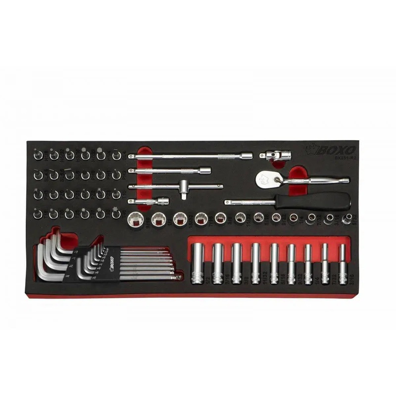 65-Piece 1/4" Drive SAE 6-Point Socket Set | 1/3rd EVA Foam