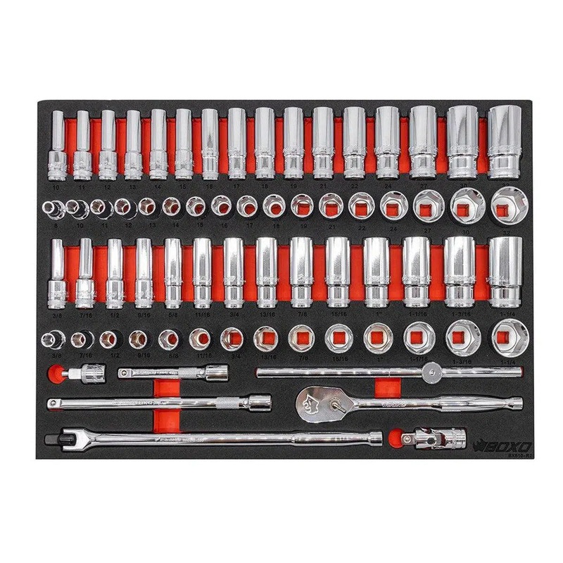 68-Piece 1/2" Drive 6-Point Metric & SAE Master Chrome Socket Set | 3/3rd EVA Foam