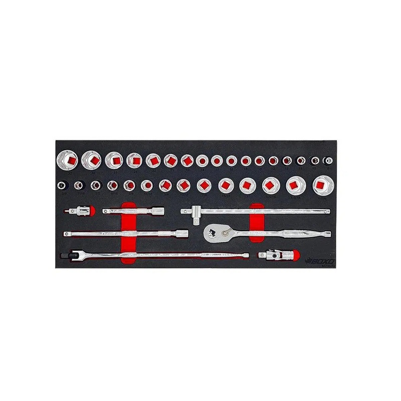 68-Piece 1/2" Drive Metric and SAE Combo Master Socket Set for 5-Drawer Hand Carry Box