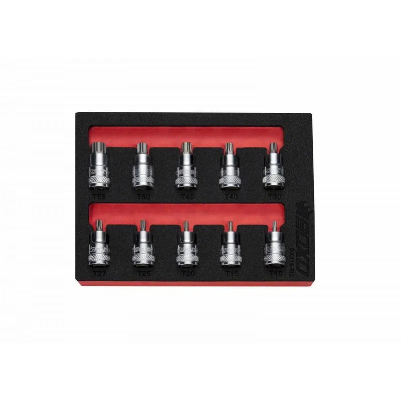 10-Piece 3/8" Drive Super Stubby Torx Bit Socket Set | 1/9th EVA Foam