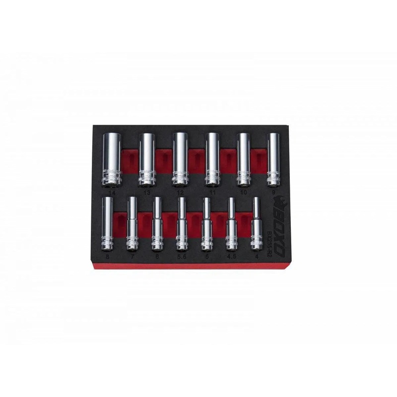 13-Piece 1/4" Drive Metric Deep 12-Point Chrome Socket Set | 1/9th EVA Foam