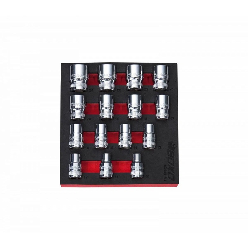 15-Piece 1/2" Dr Metric Standard Length 6-Point Chrome Socket Set | 1/6th EVA Foam