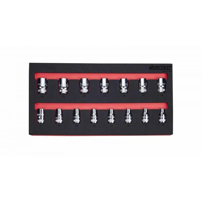 15-Piece 1/2" Dr Metric Standard Length Multifix Spline Chrome Socket Set | 1/3rd EVA Foam