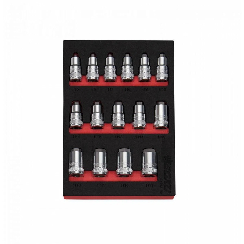 15-Piece 1/2" Drive Super Stubby Hex Bit Socket Set | 2/9th EVA Foam