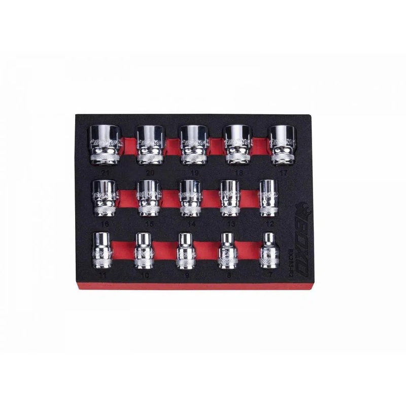 15-Piece 3/8" Drive Metric Standard Length Multifix Spline Chrome Socket Set | 1/9th EVA Foam
