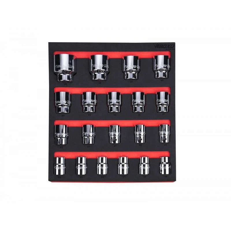 20-Piece 3/4" Dr Metric Standard Length 6-Point Chrome Socket Set | 2/3rd EVA Foam