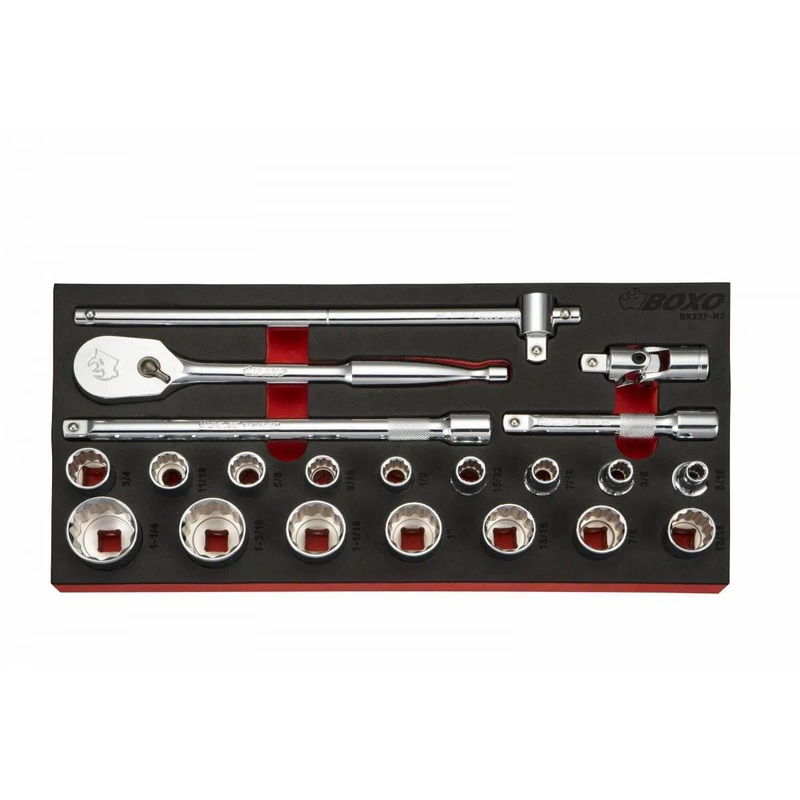 21-Piece 1/2" Drive SAE Socket Set | 1/3rd EVA Foam