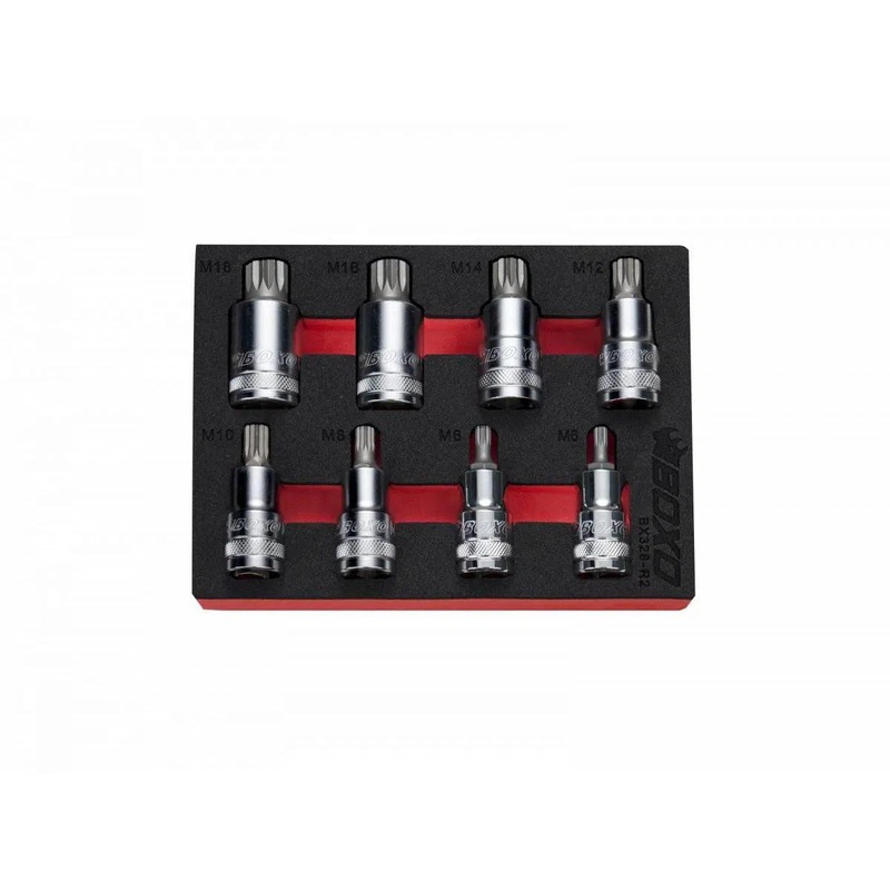 8-Piece 1/2" Drive Standard Length Spline Bit Socket Set | 1/9th EVA Foam