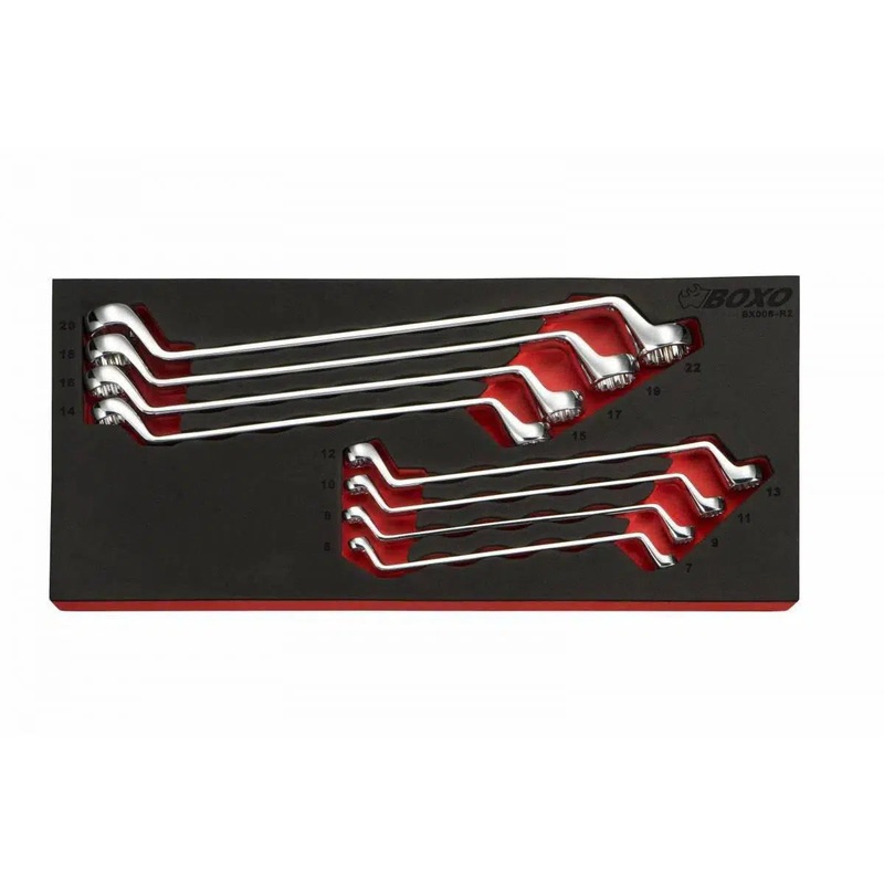 8-Piece Metric 75 Offset Double Box End Wrench Set | 1/3rd EVA Foam