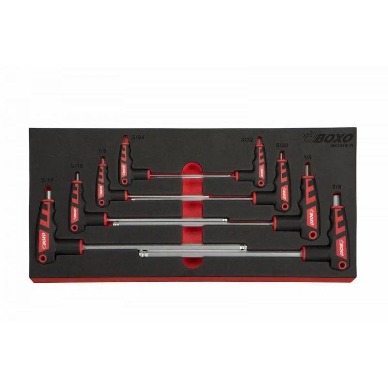 8-Piece SAE 2 Way T-Handle Ball Hex Key Set | 1/3rd EVA Foam
