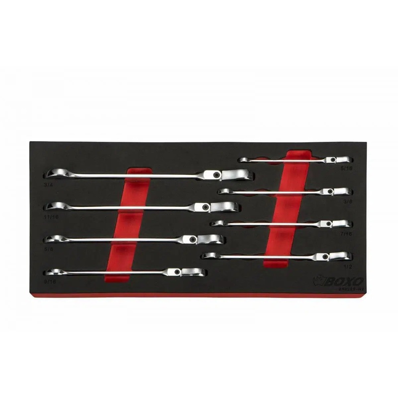 8-Piece SAE Flex Head Ratcheting Wrench Set | 1/3rd EVA Foam