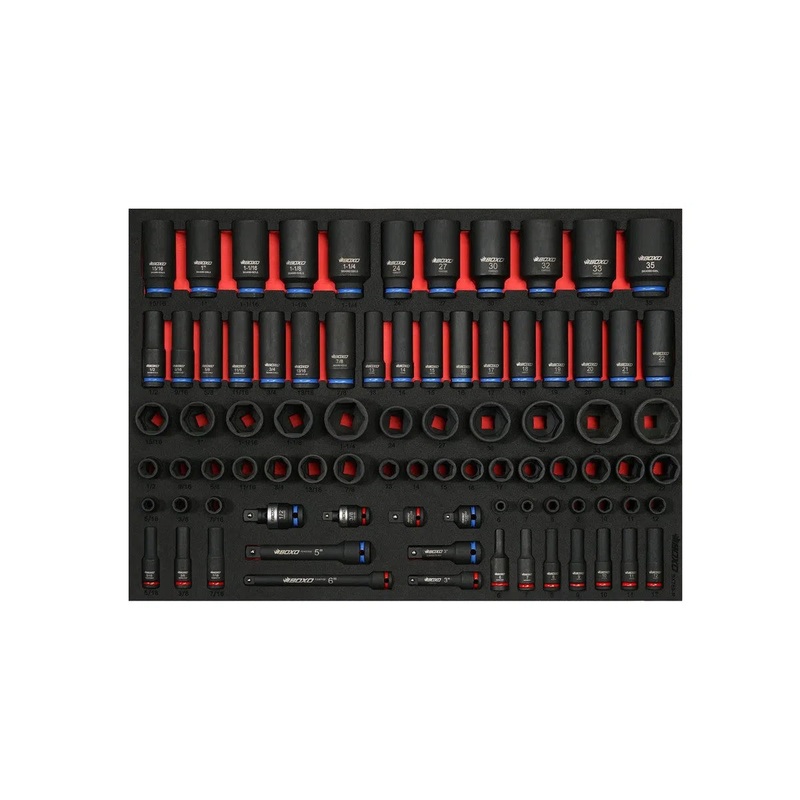 84-Piece 3/8" and 1/2" Drive Metric and SAE 6-Point Impact Socket Set | 3/3rd EVA Foam