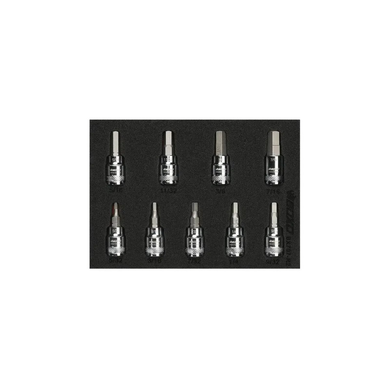 9-Piece 3/8" Drive SAE Hex Bit Socket Set | 1/9th EVA Foam