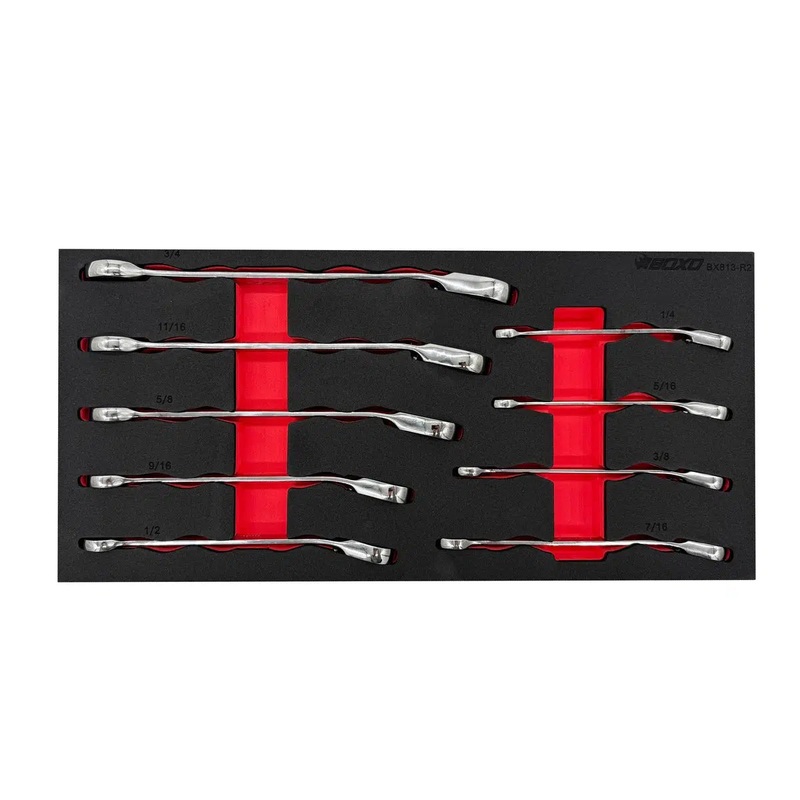 9-Piece SAE Reversible Ratcheting Wrench Set | 1/3rd EVA Foam