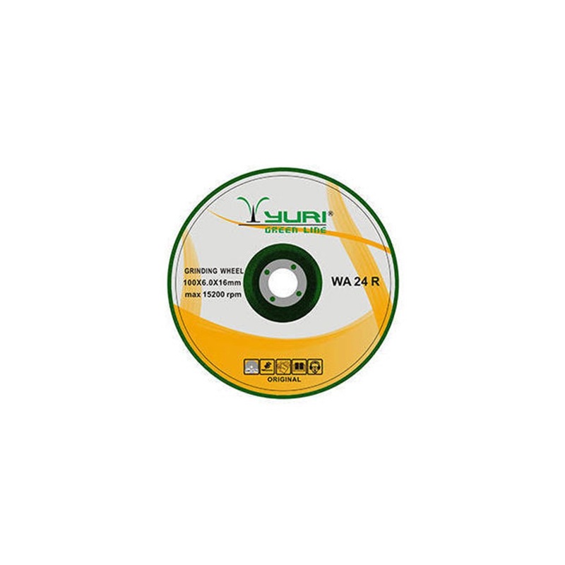 YURI GRINDING WHEEL 4INCH 100X6.0X16MM GREEN