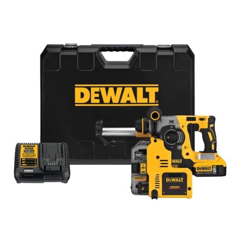 DEWALT 20V MAX* XR 1" L-Shape SDS PLUS Rotary Hammer Kit w/ On Board Dust Extractor