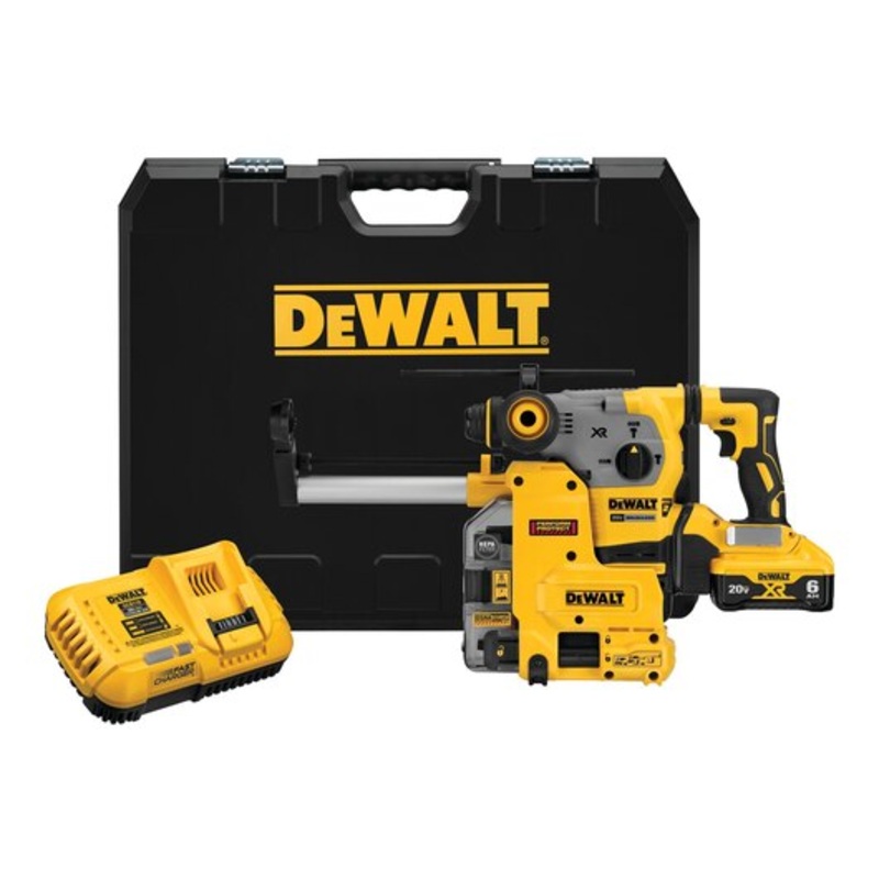 DEWALT 20V MAX* XR Brushless 1-1/8" L-Shape SDS PLUS Rotary Hammer Kit w/ On Board Extractor