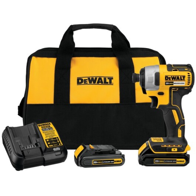 DEWALT 20V MAX* Brushless 1/4" Cordless Impact Driver Kit