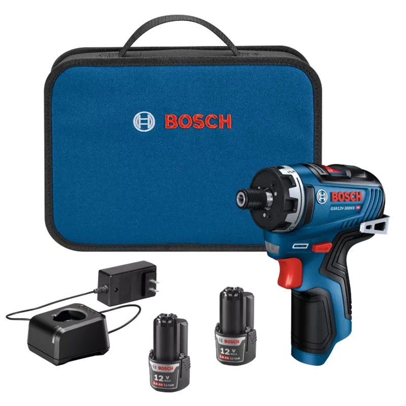 BOSCH 12V MAX 1/4" Hex Two-Speed Screwdriver Kit