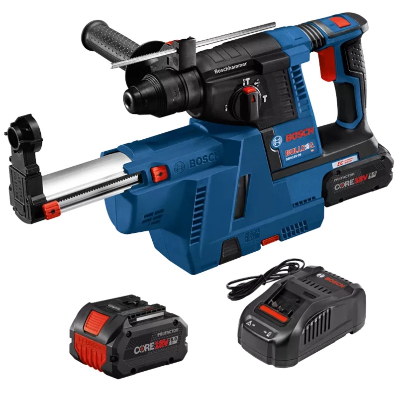 BOSCH 18V SDS-PLUS BULLDOG 1" Rotary Hammer Kit w/ Dust-Collection Attachment