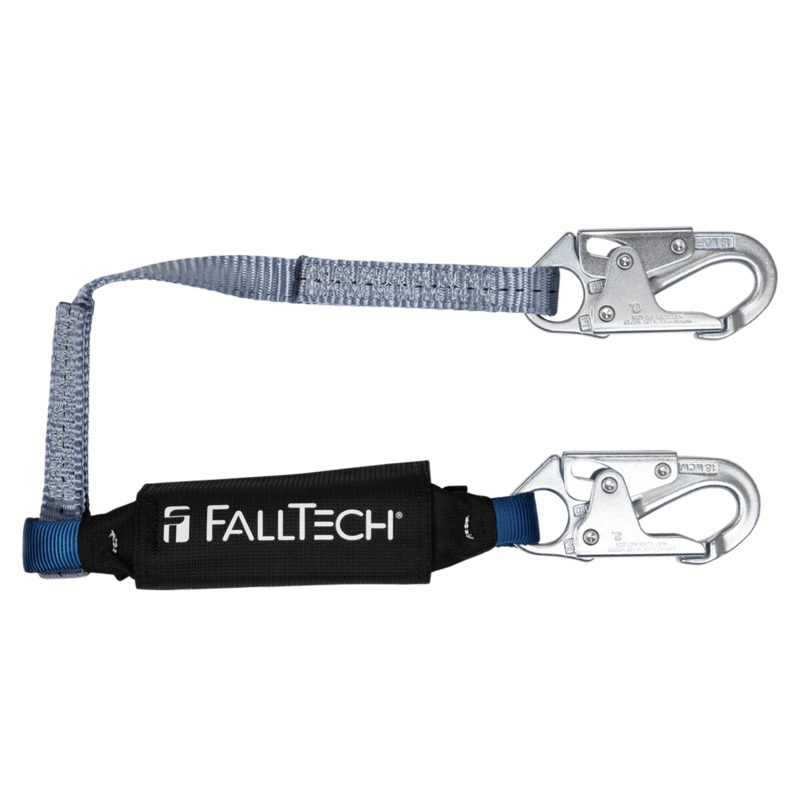 FALLTECH 3' VIEWPACK Energy Absorbing Lanyard, Single-Leg w/ Steel Snap Hooks