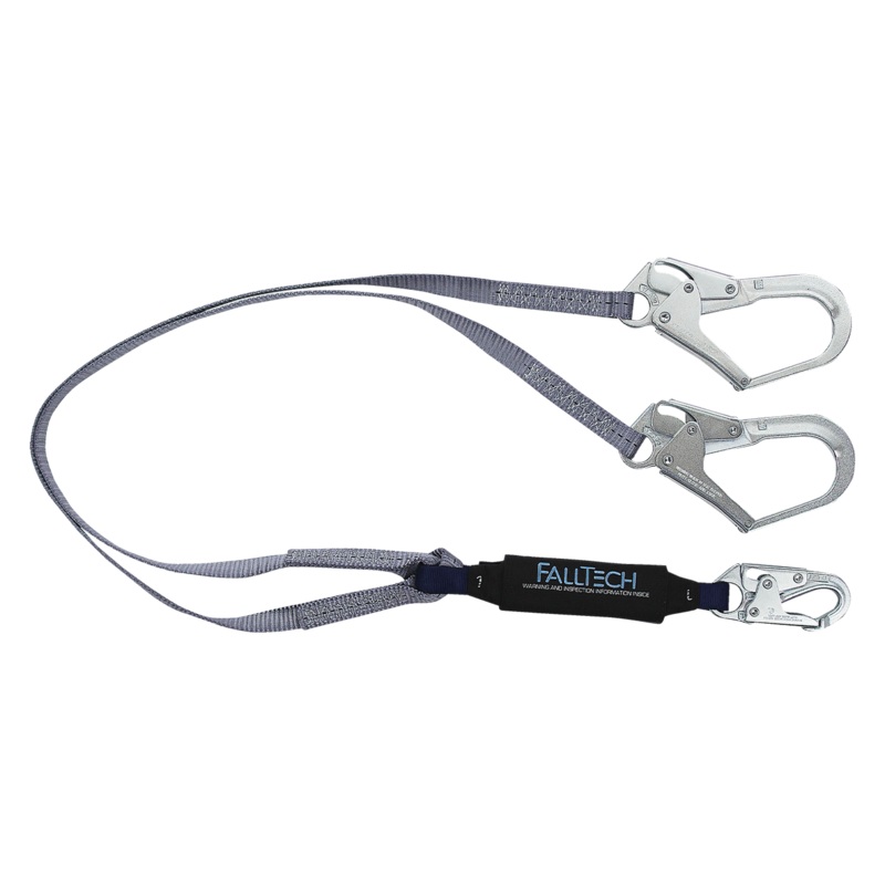 FALLTECH 6' VIEWPACK Energy Absorbing Lanyard, Double-Leg w/ Steel Connectors
