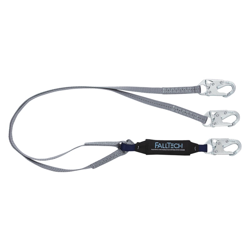 FALLTECH 6' VIEWPACK Energy Absorbing Lanyard, Double-Leg w/ Steel Snap Hooks