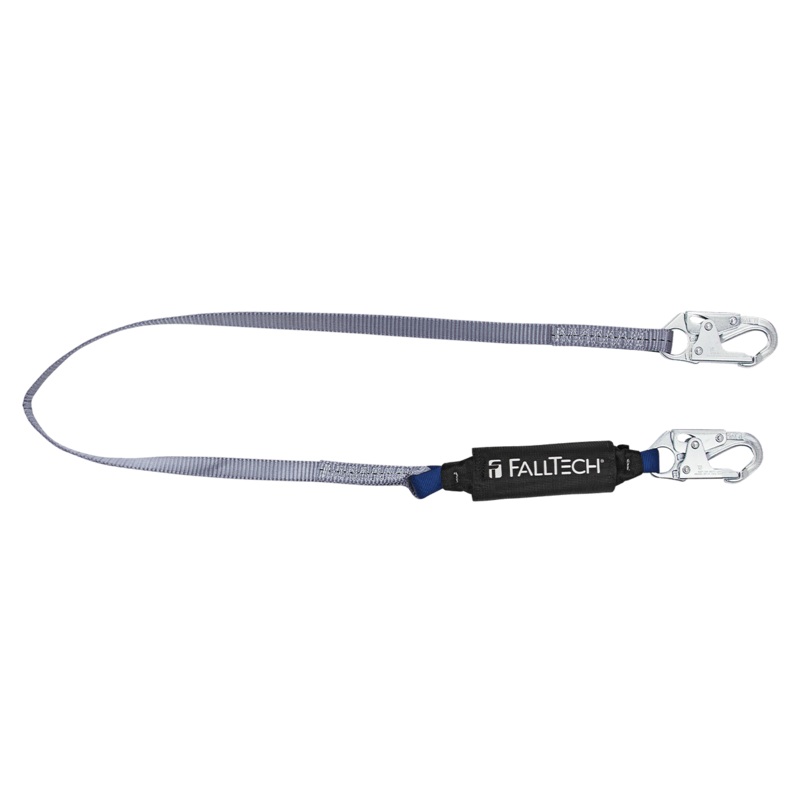 FALLTECH 6' VIEWPACK Energy Absorbing Lanyard, Single-Leg w/ Steel Snap Hooks