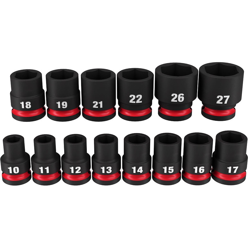 MILWAUKEE 14PC SHOCKWAVE Impact Duty 1/2" Drive Metric Standard 6 Point Socket Set