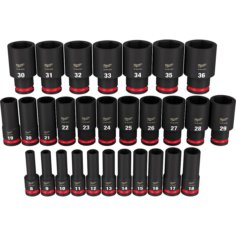 MILWAUKEE 29PC SHOCKWAVE Impact Duty 1/2" Drive Metric Deep 6 Point Socket Set