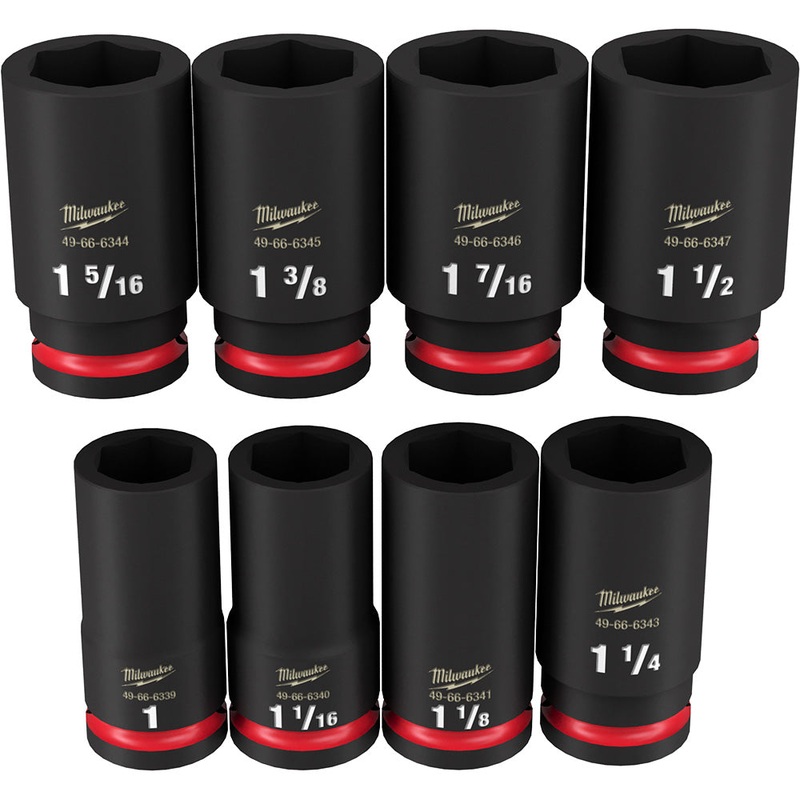 MILWAUKEE 8PC SHOCKWAVE Impact Duty 3/4" Drive SAE Deep 6 Point Socket Set