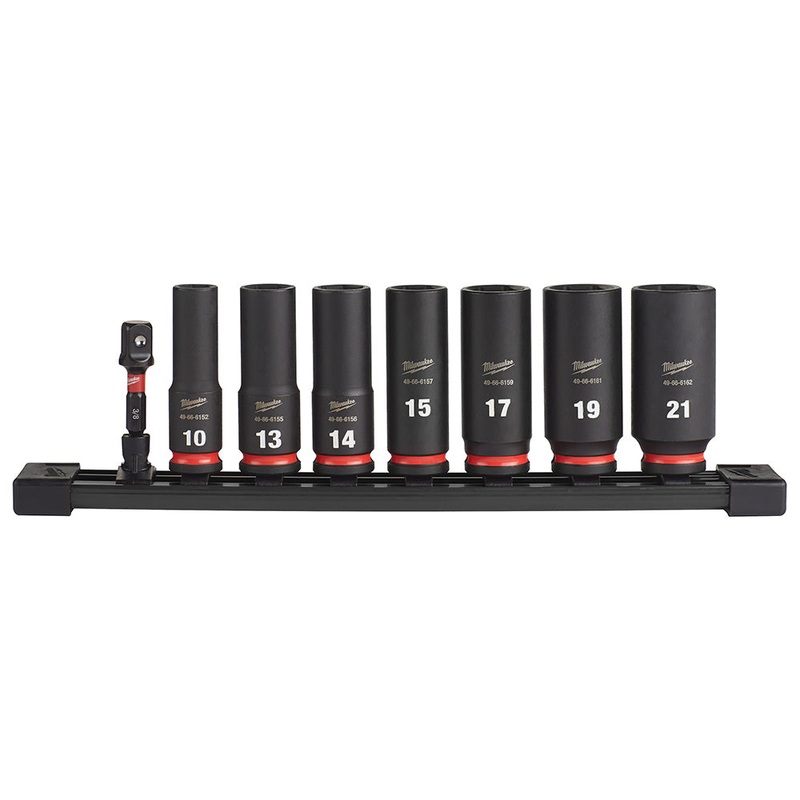 MILWAUKEE 8PC SHOCKWAVE Impact Duty 3/8" Drive Metric Deep 6 Point Socket Set