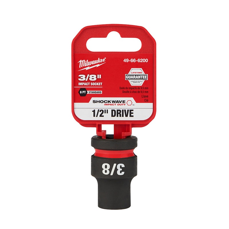 MILWAUKEE SHOCKWAVE Impact Duty 1/2" Drive 3/8" Standard 6 Point Socket