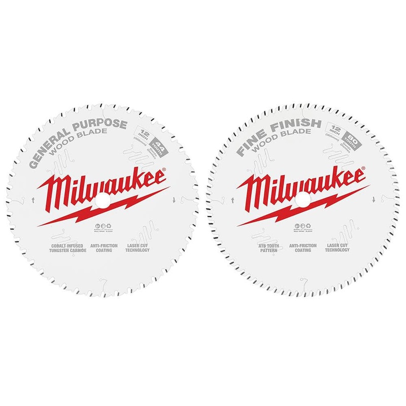 MILWAUKEE 12" 44T & 80T Circular Saw Wood Cutting Blades