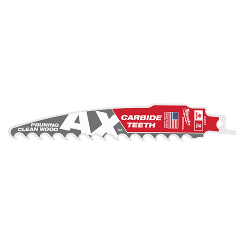 MILWAUKEE 6" 3 TPI AX Pruning Clean Wood SAWZALL Blade w/ Carbide Teeth