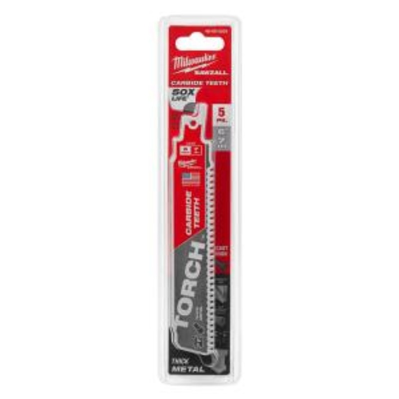 MILWAUKEE 6" 8 TPI SAWZALL TORCH Carbide Blade (5 PACK)