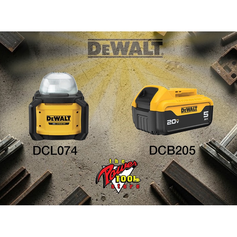 DEWALT 20V MAX* TOOL CONNECT All-Purpose Work Light (Tool Only) DCL074 and DEWALT 20V MAX* 5Ah Battery DCB205